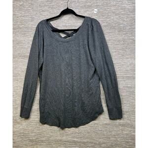 Cabi Knit Top Womens Size L Grey Cross Back Long Sleeve